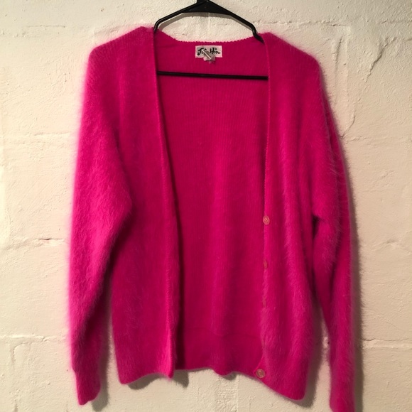 hot pink fuzzy cardigan